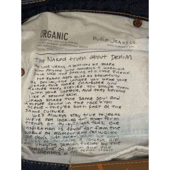 Nudie Jeans Men’s 32x29 Slim Jim Dark Organic Twill Straight Leg Blue NJ3775 - Picture 6 of 12